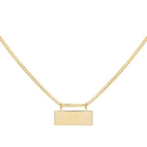 Engraved Bar Chain Necklace 14K