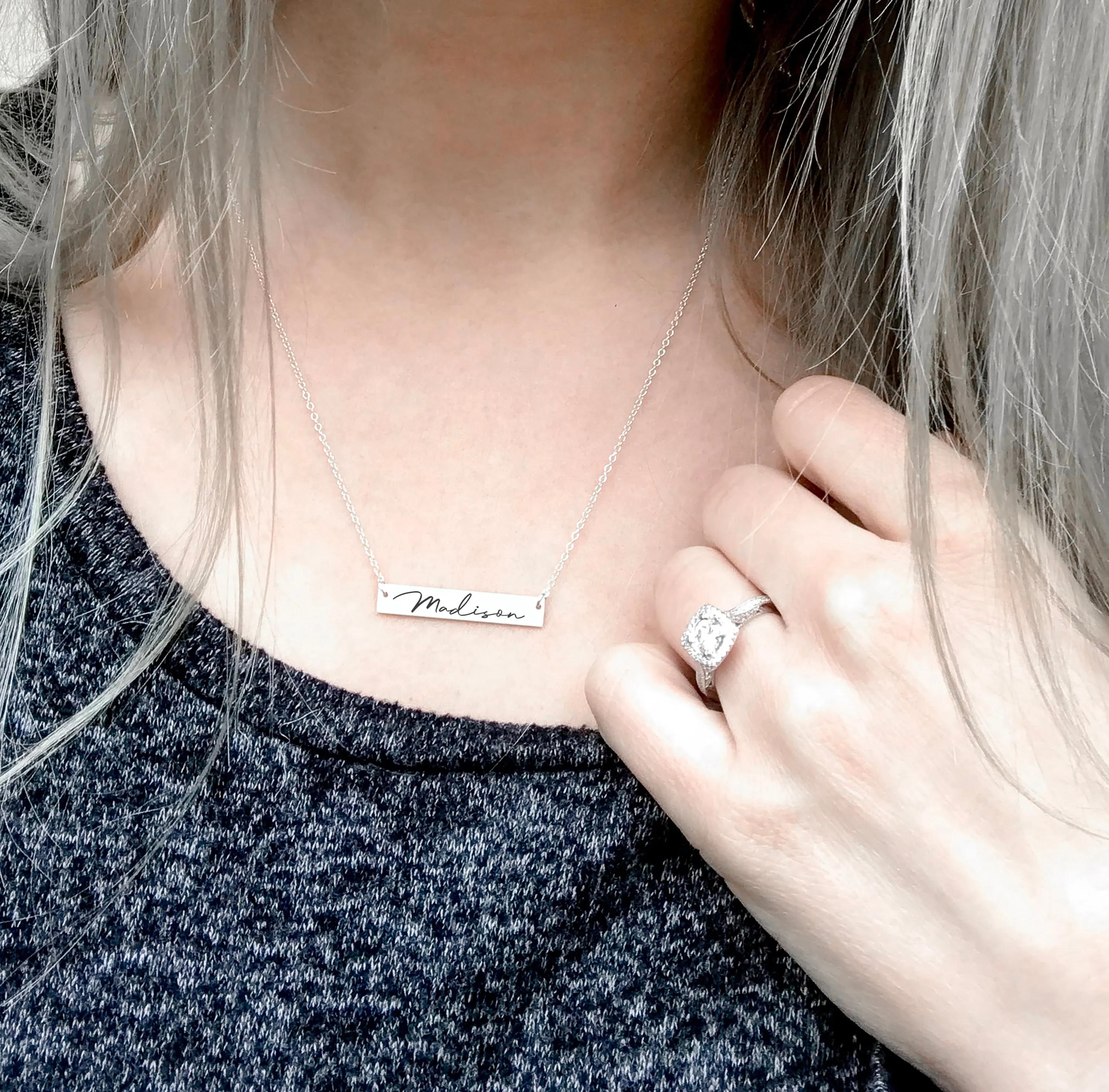 Engraved Bar Necklace
