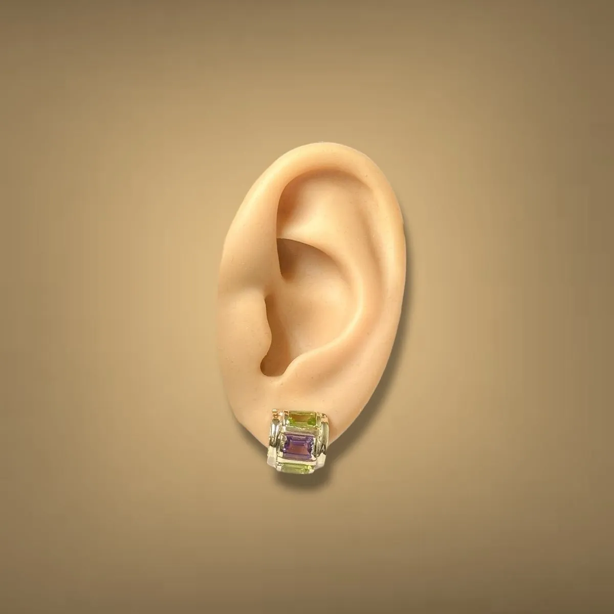 Estate 14K Y Gold 3.02ctw Amethyst & Peridot Earrings