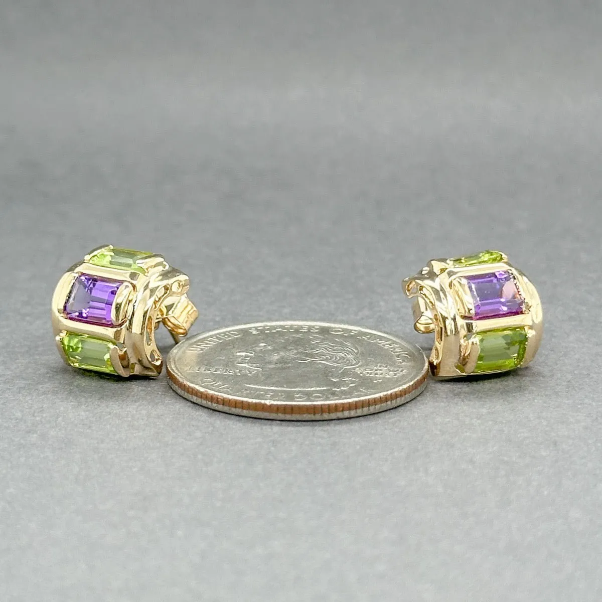 Estate 14K Y Gold 3.02ctw Amethyst & Peridot Earrings