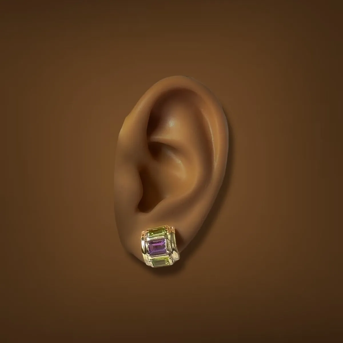 Estate 14K Y Gold 3.02ctw Amethyst & Peridot Earrings