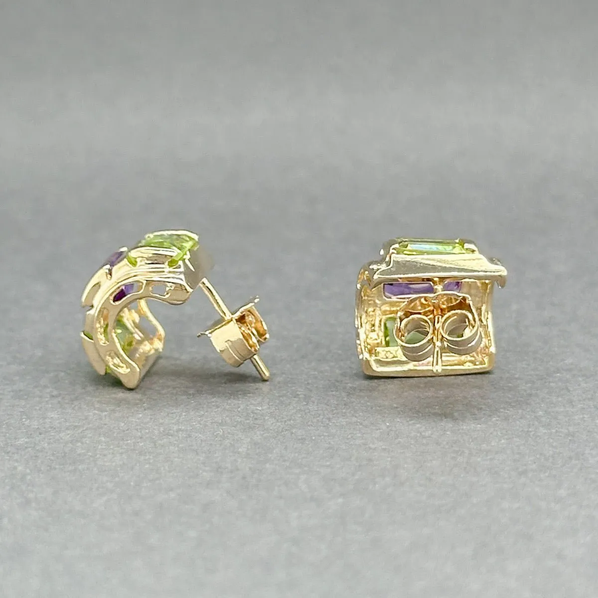 Estate 14K Y Gold 3.02ctw Amethyst & Peridot Earrings