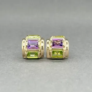 Estate 14K Y Gold 3.02ctw Amethyst & Peridot Earrings