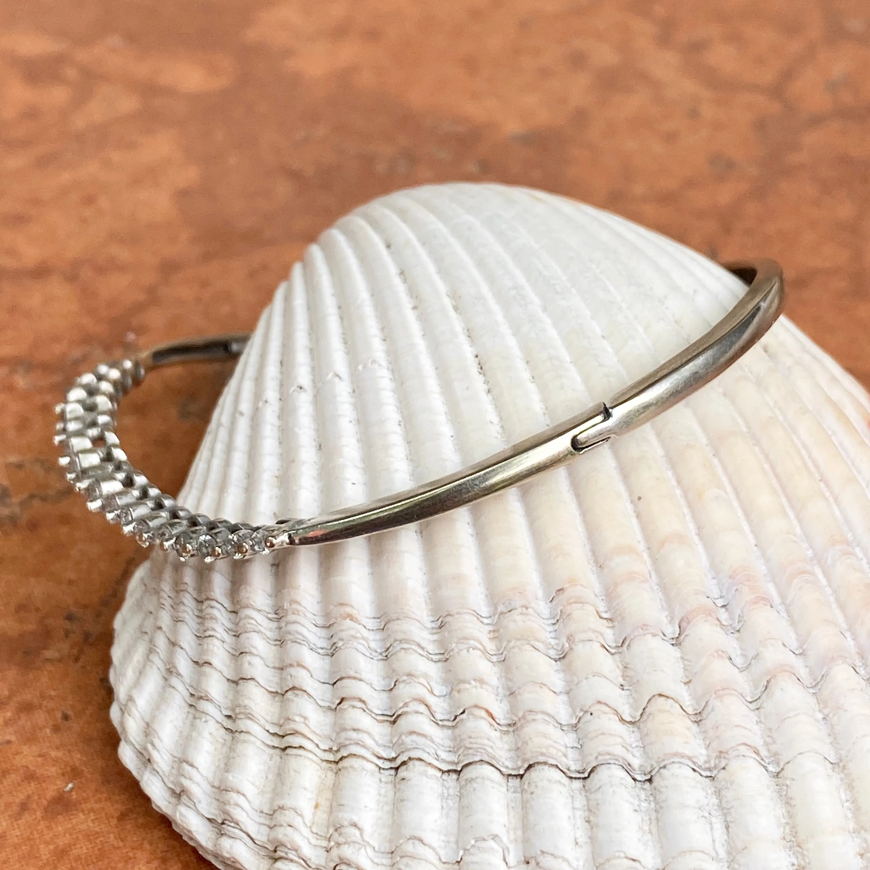 Estate 14KT White Gold Wave Journey Diamond .75 CT Bangle Bracelet
