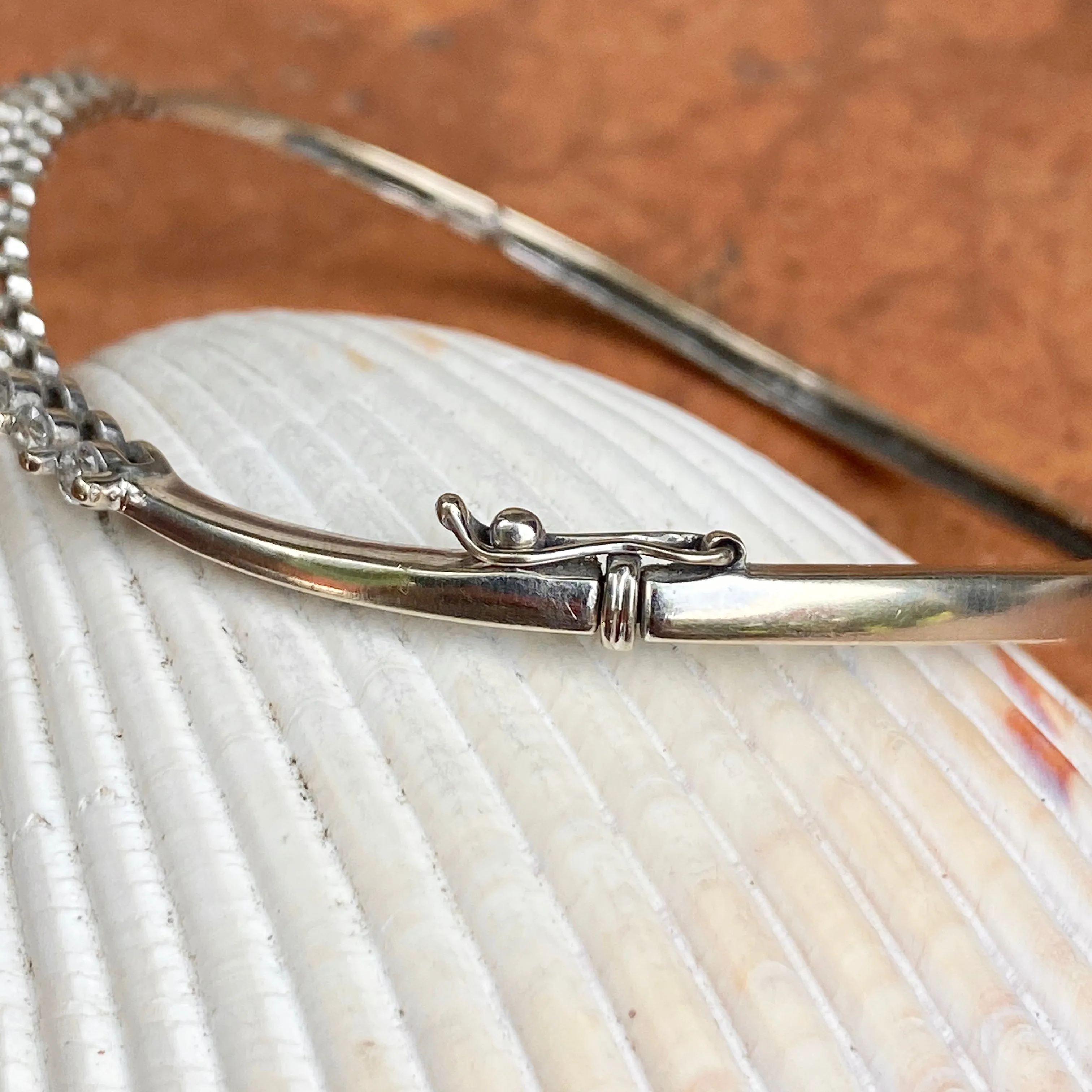 Estate 14KT White Gold Wave Journey Diamond .75 CT Bangle Bracelet