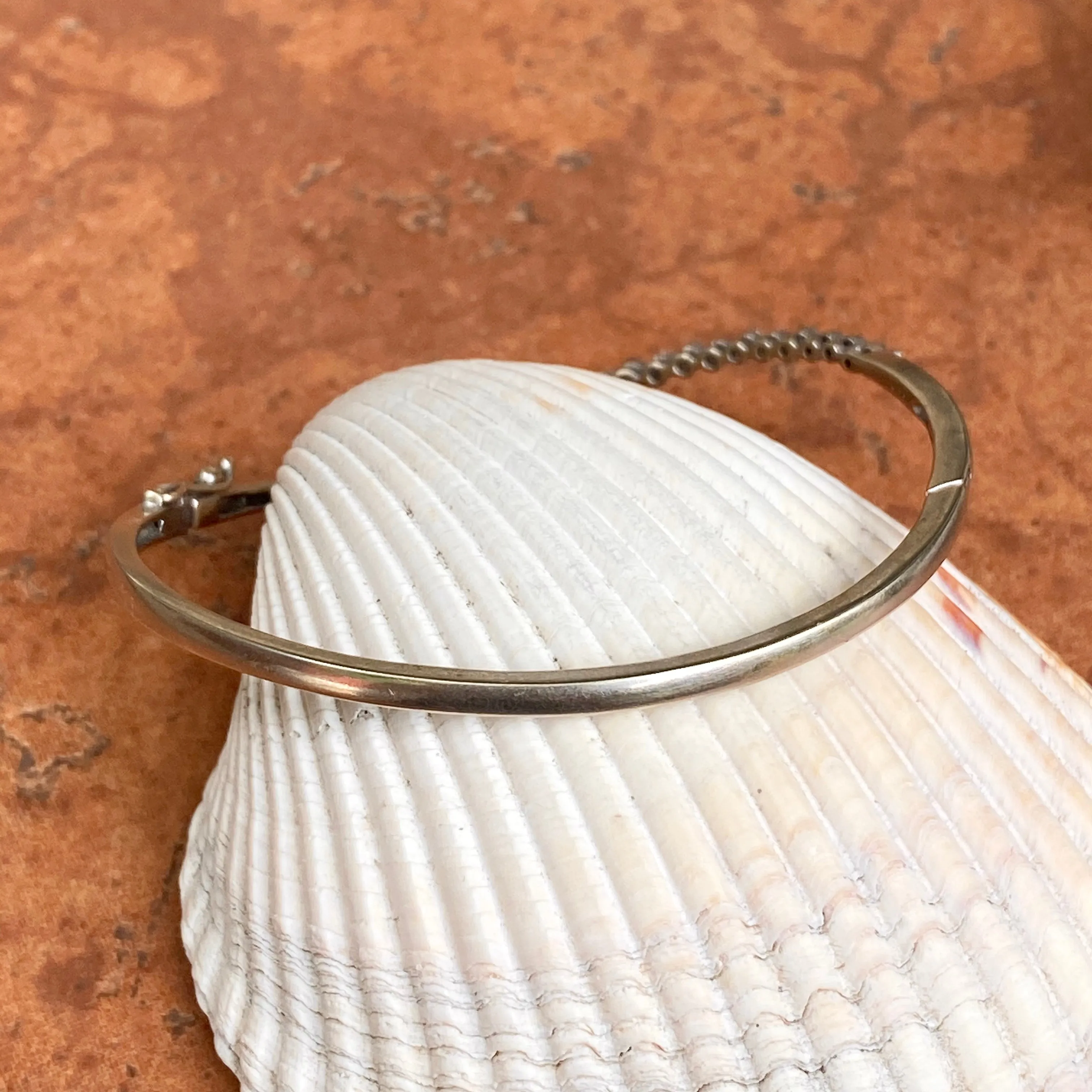 Estate 14KT White Gold Wave Journey Diamond .75 CT Bangle Bracelet