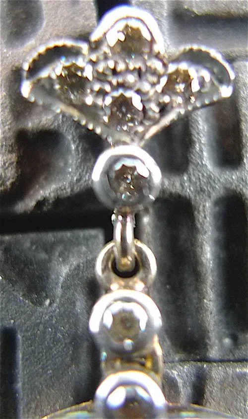 Estate 18K Gold, SIlver, Diamond and Emerald Heart Earrings