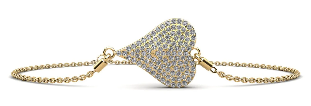 Exquisite Heart Diamond Adjustable Diamond Bracelet with 0.81 ct.(finished) 1.1mm, 1.2mm