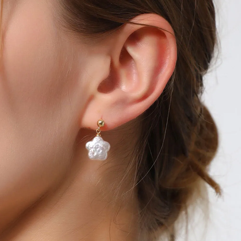 Exquisite Plum Blossom Baroque Pearl Stud Earrings