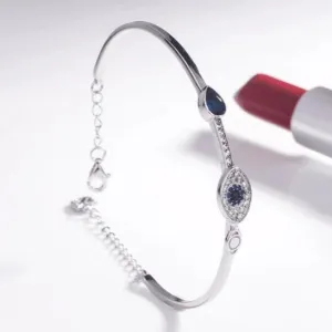 Eye Shape Diamond Bracelet In Sterling Silver
