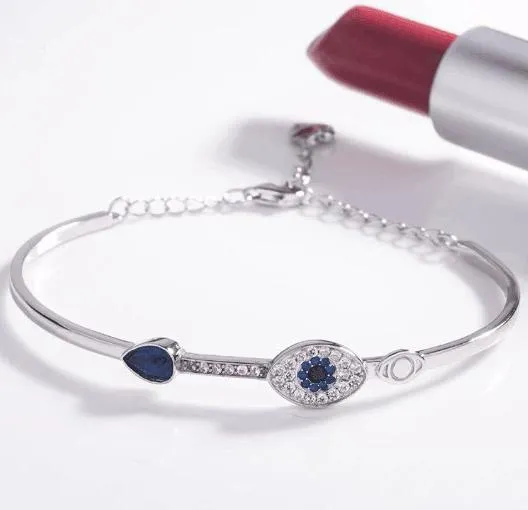 Eye Shape Diamond Bracelet In Sterling Silver