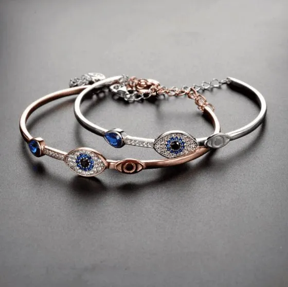Eye Shape Diamond Bracelet In Sterling Silver