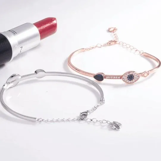 Eye Shape Diamond Bracelet In Sterling Silver