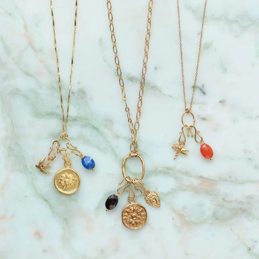 Faceted Gemstone Pendant Lapis Lazuli Gold Plated