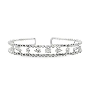 Fancy Cut Gold Beaded Cuff Bracelet