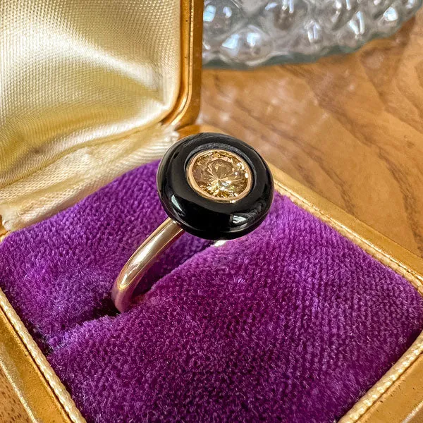 Fancy Yellow Diamond & Black Onyx Ring