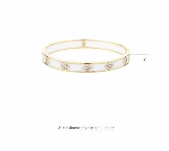 Farah Khan 18K Yellow Gold 8mm Atlas White Ceramic Hinged Bangle