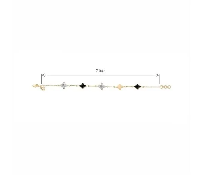 Farah Khan 18K Yellow Gold Black Ceramic Station Bracelet
