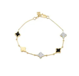 Farah Khan 18K Yellow Gold Black Ceramic Station Bracelet