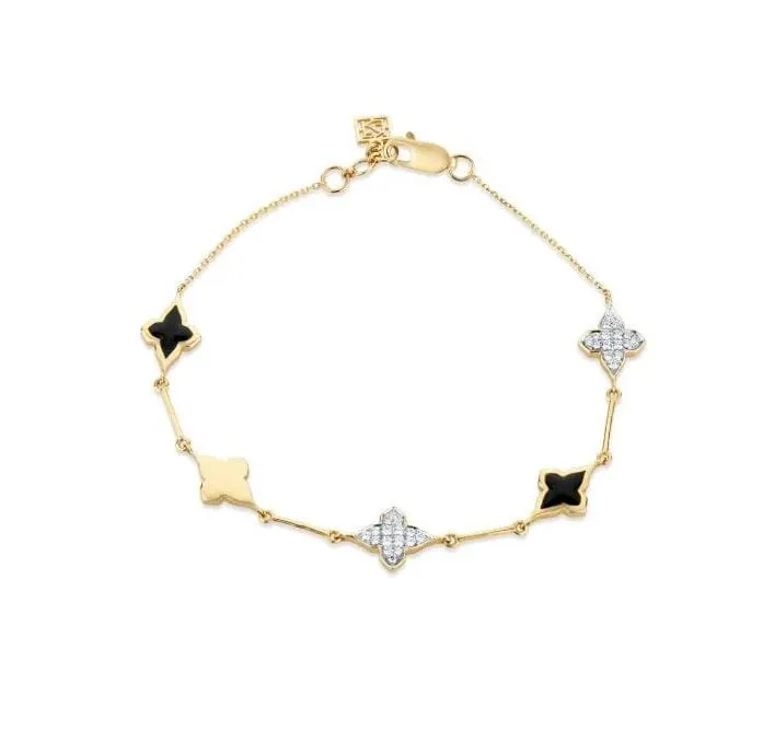 Farah Khan 18K Yellow Gold Black Ceramic Station Bracelet