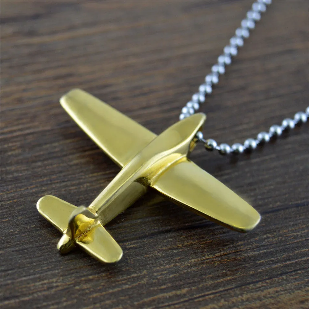 Fashion Stainless Steel Airplane Necklaces Pendant Travel Places Jewelry Beaded Chain 24"