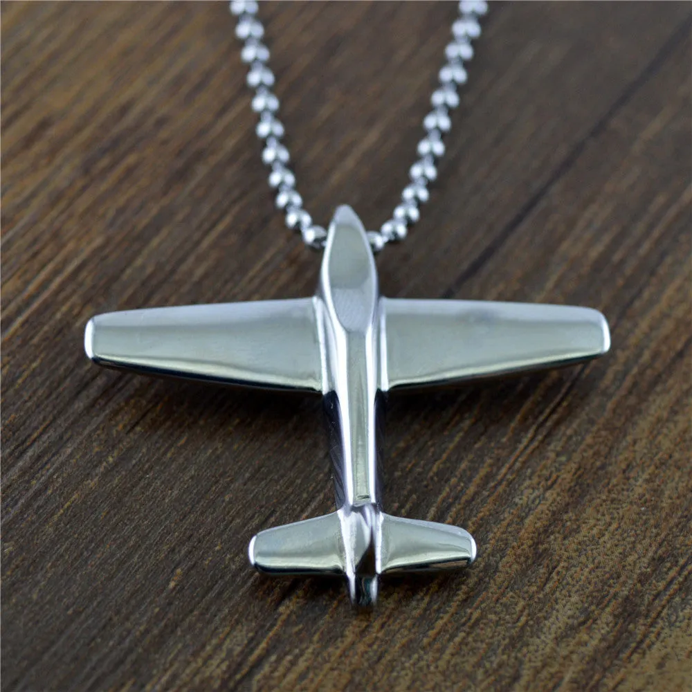 Fashion Stainless Steel Airplane Necklaces Pendant Travel Places Jewelry Beaded Chain 24"