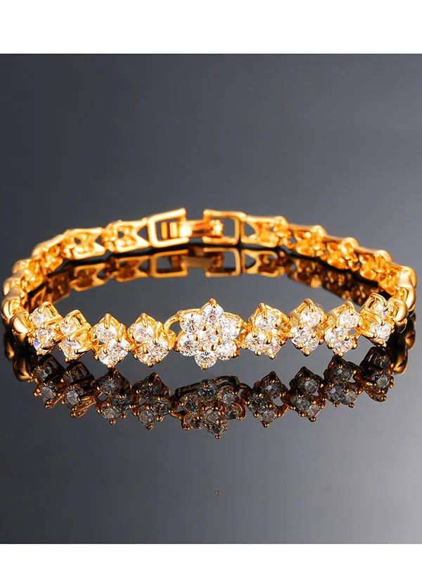 Fashion Zircon Plated 18K Gold Bracelet