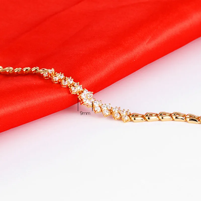 Fashion Zircon Plated 18K Gold Bracelet
