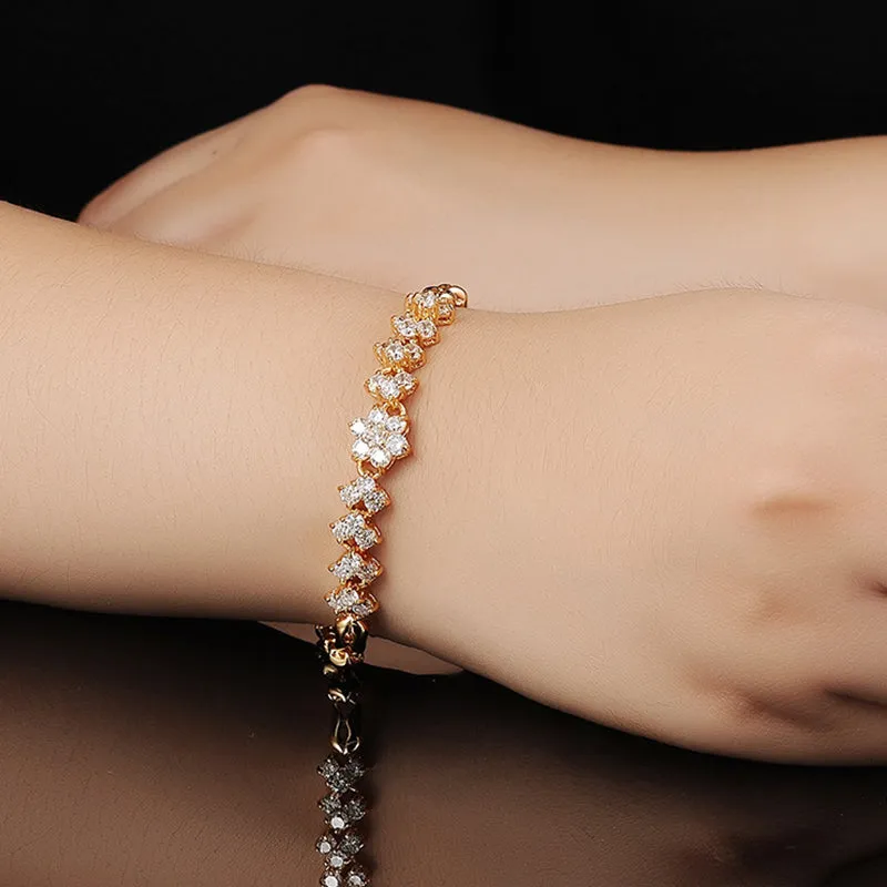 Fashion Zircon Plated 18K Gold Bracelet