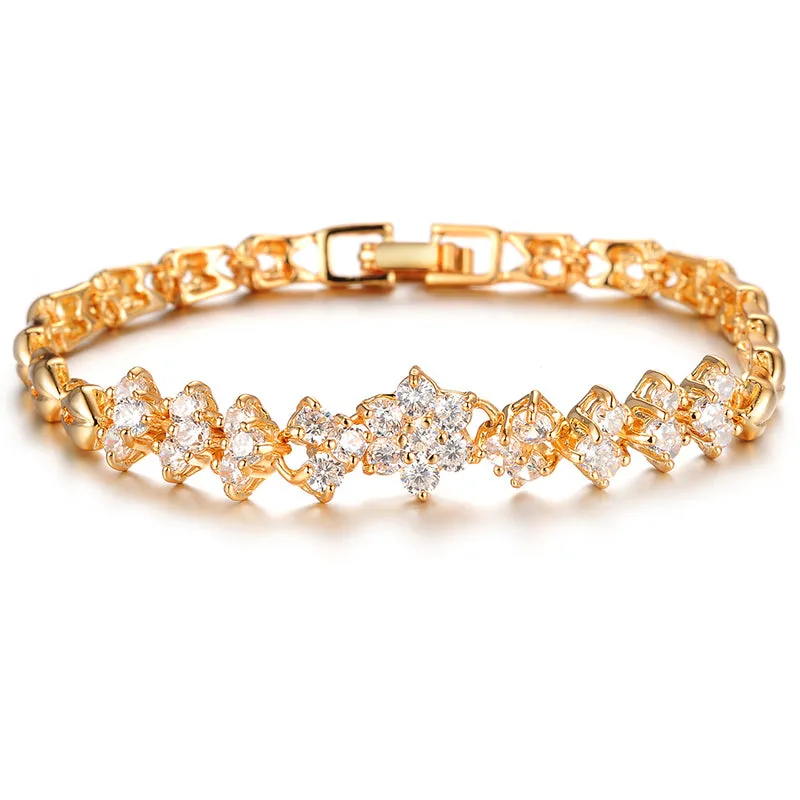 Fashion Zircon Plated 18K Gold Bracelet