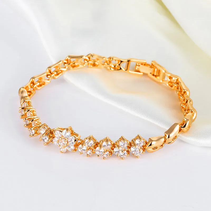 Fashion Zircon Plated 18K Gold Bracelet