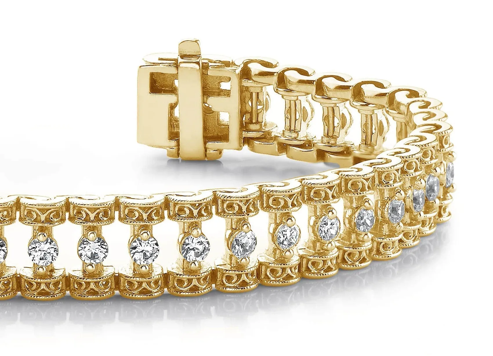 Filigree Diamond Candlestick Diamond Bracelet with 3.99 ct.(finished) 3mm