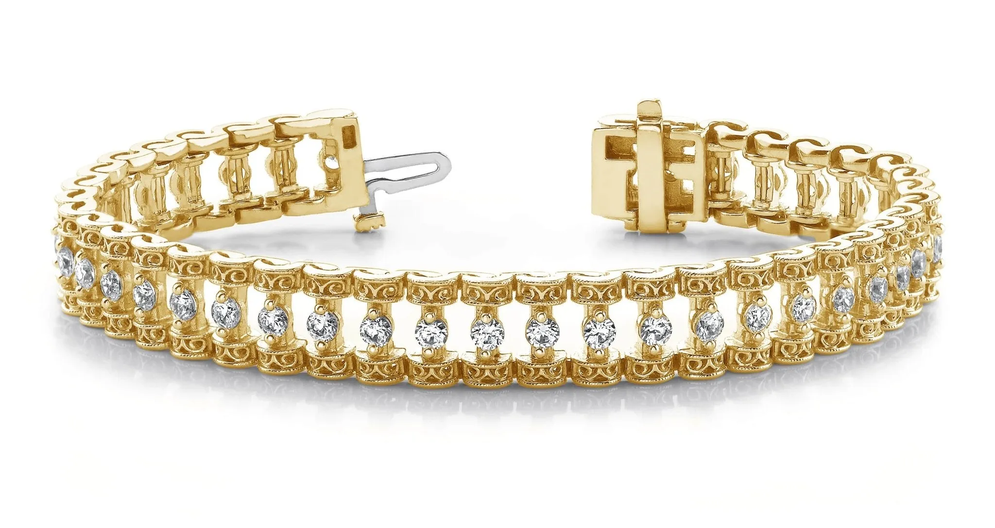 Filigree Diamond Candlestick Diamond Bracelet with 3.99 ct.(finished) 3mm