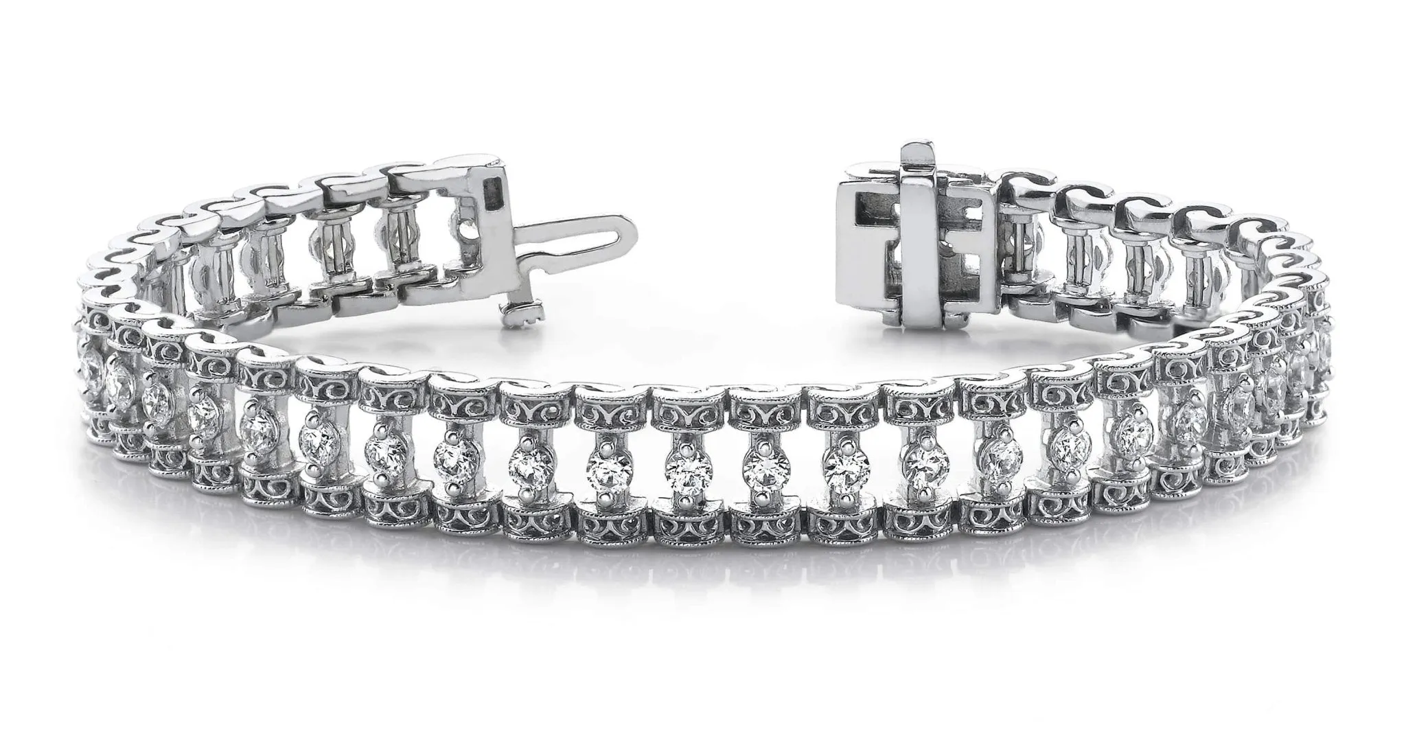 Filigree Diamond Candlestick Diamond Bracelet with 3.99 ct.(finished) 3mm