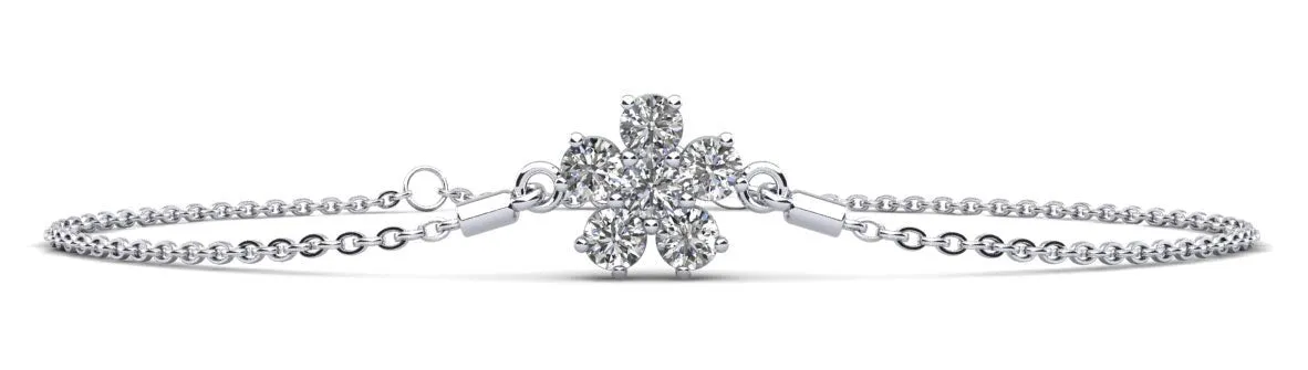 Flower Shaped Diamond Adjustable Diamond Bracelet with 0.96 ct.(finished) 3.5mm