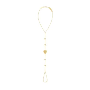 Fluted Heart Multiple Bezels Hand Chain Bracelet