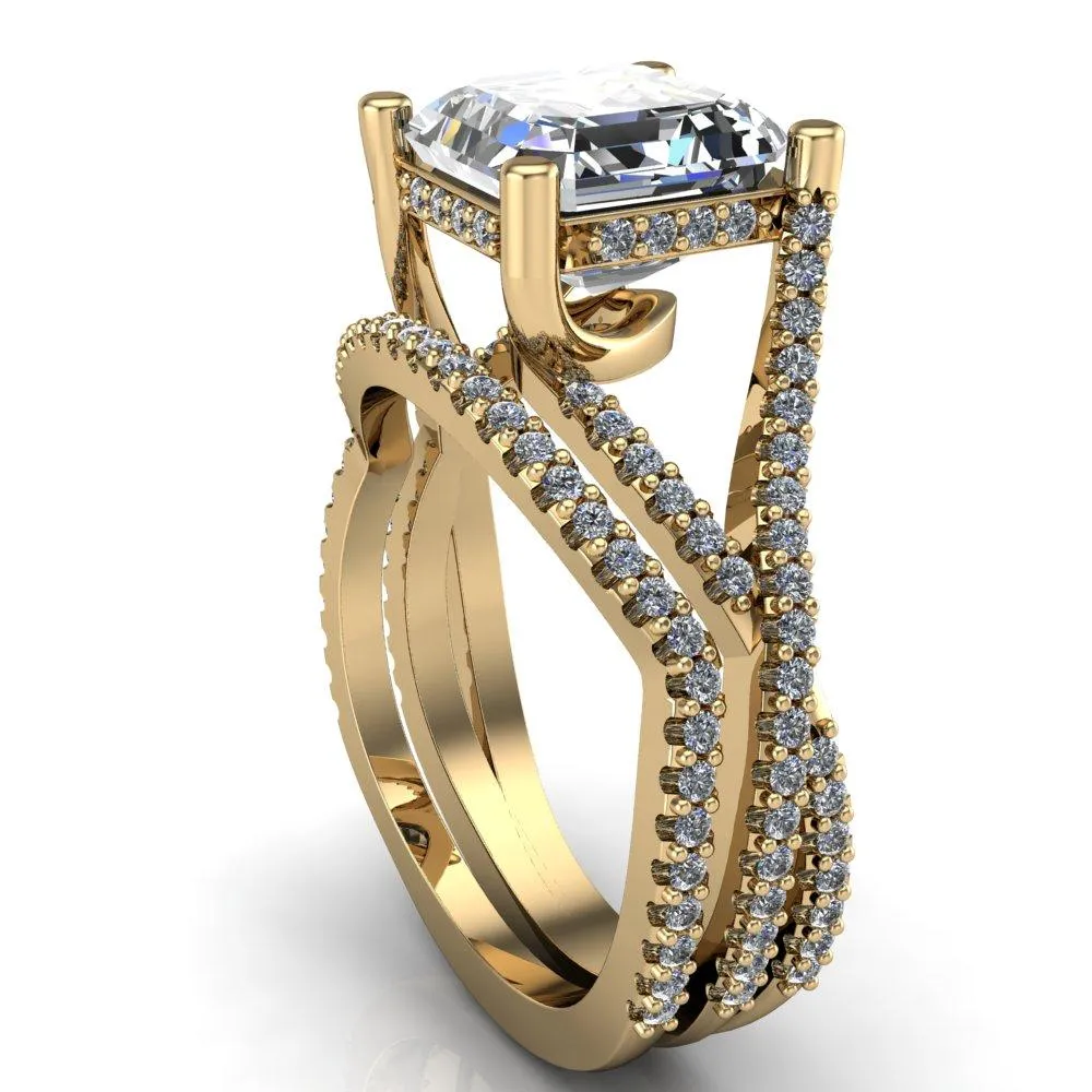 Fontaine Asscher Moissanite Diamond Gallery Infinite Shank Prong-Set Ring