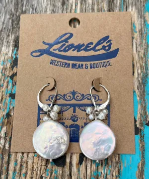 Freshwater Coin Pearl on Sterling Earrings