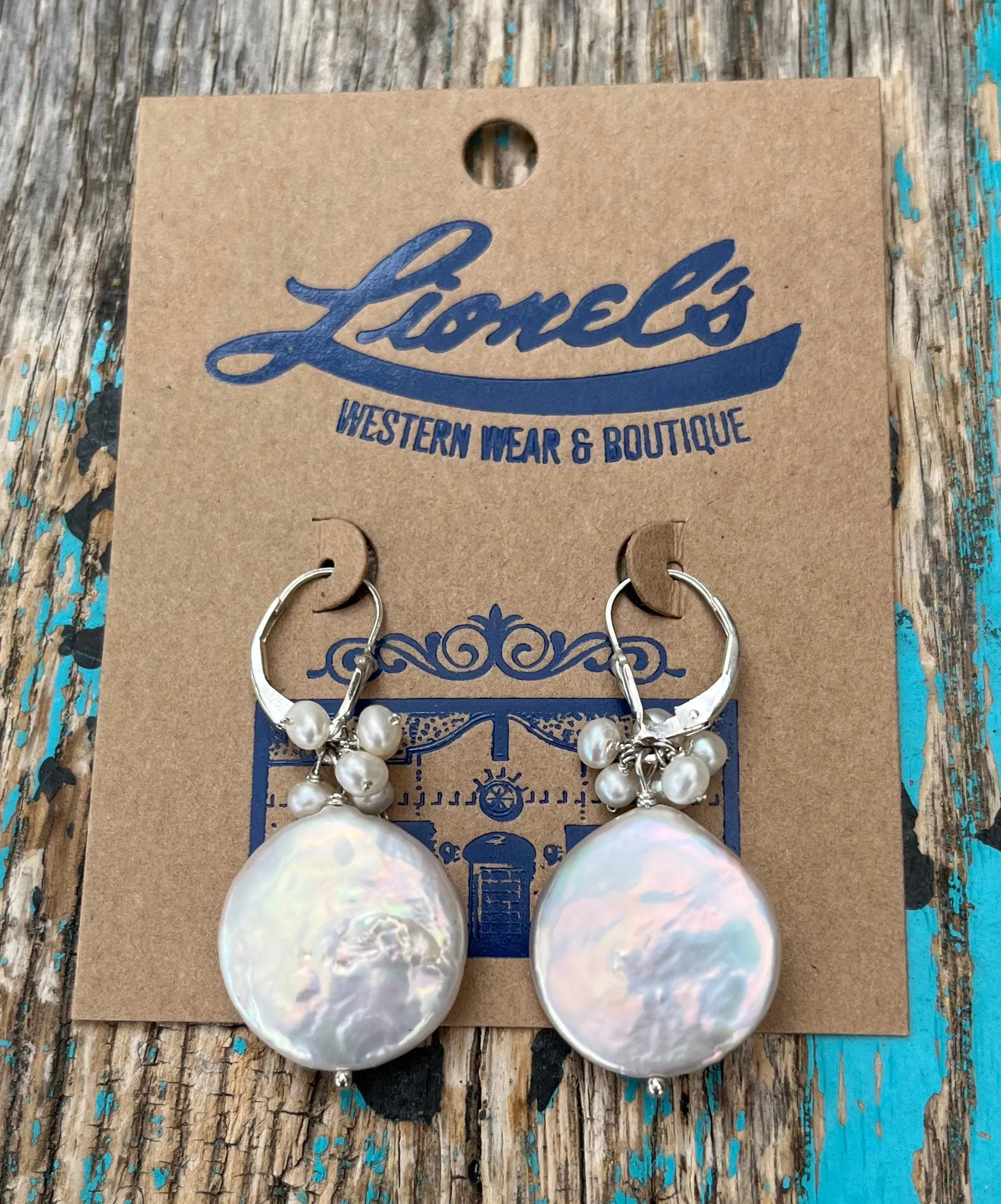 Freshwater Coin Pearl on Sterling Earrings