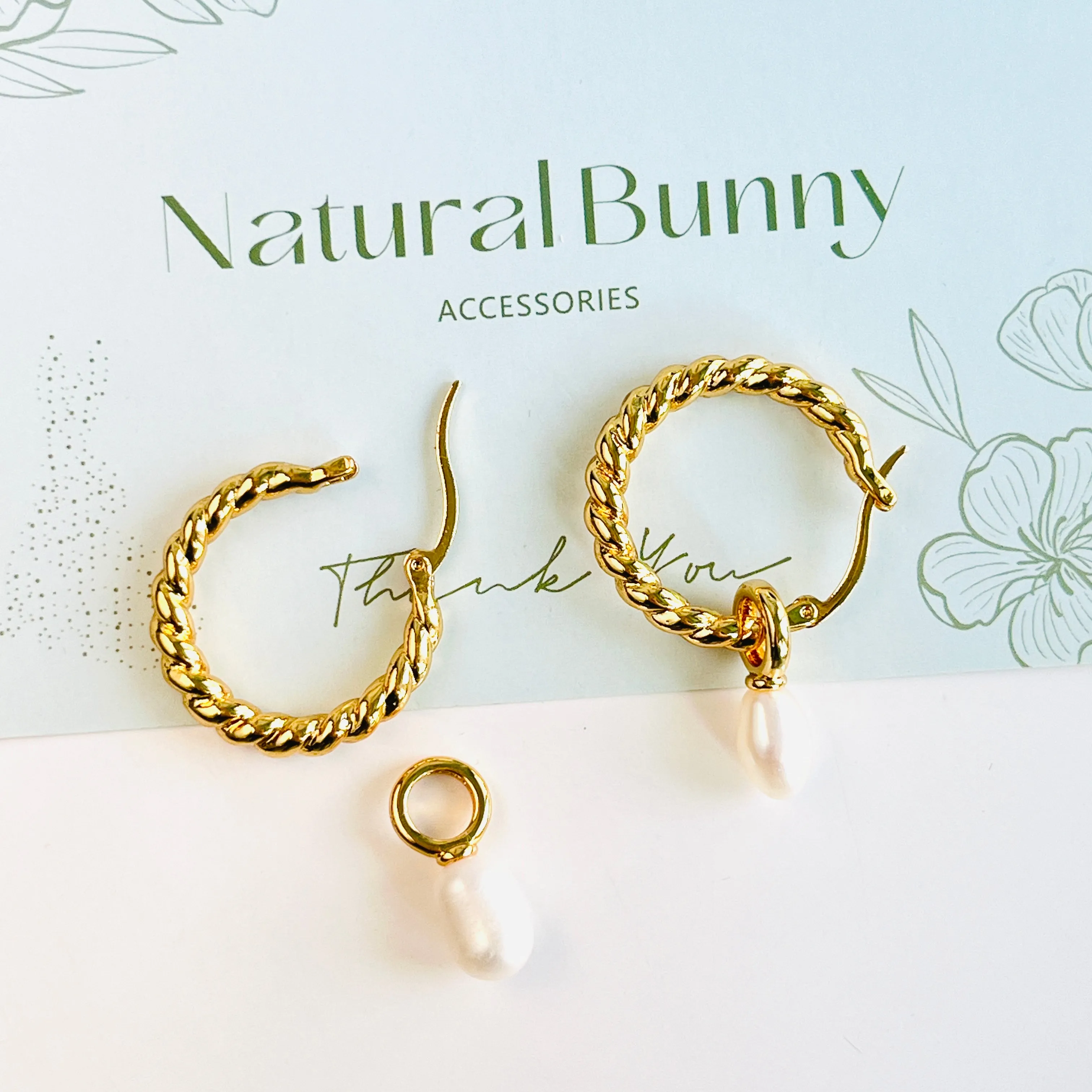 Freshwater Pearl Twisted Hoop Earrings