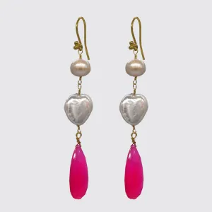 Freshwater Pearl With A Hot Pink Faceted Drop