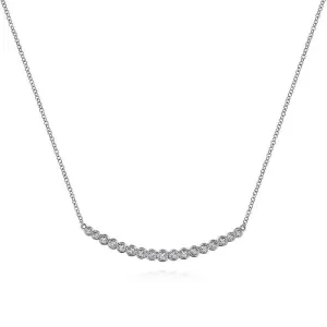Gabriel 14K White Gold Curved Bar Diamond Necklace NK5796W45JJ