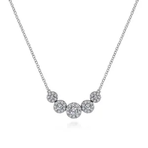 Gabriel & Co. 14K White Gold Round Diamond Halo Bar Necklace NK5825W45JJ