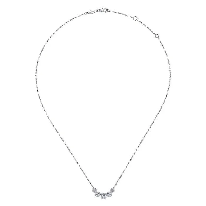 Gabriel & Co. 14K White Gold Round Diamond Halo Bar Necklace NK5825W45JJ