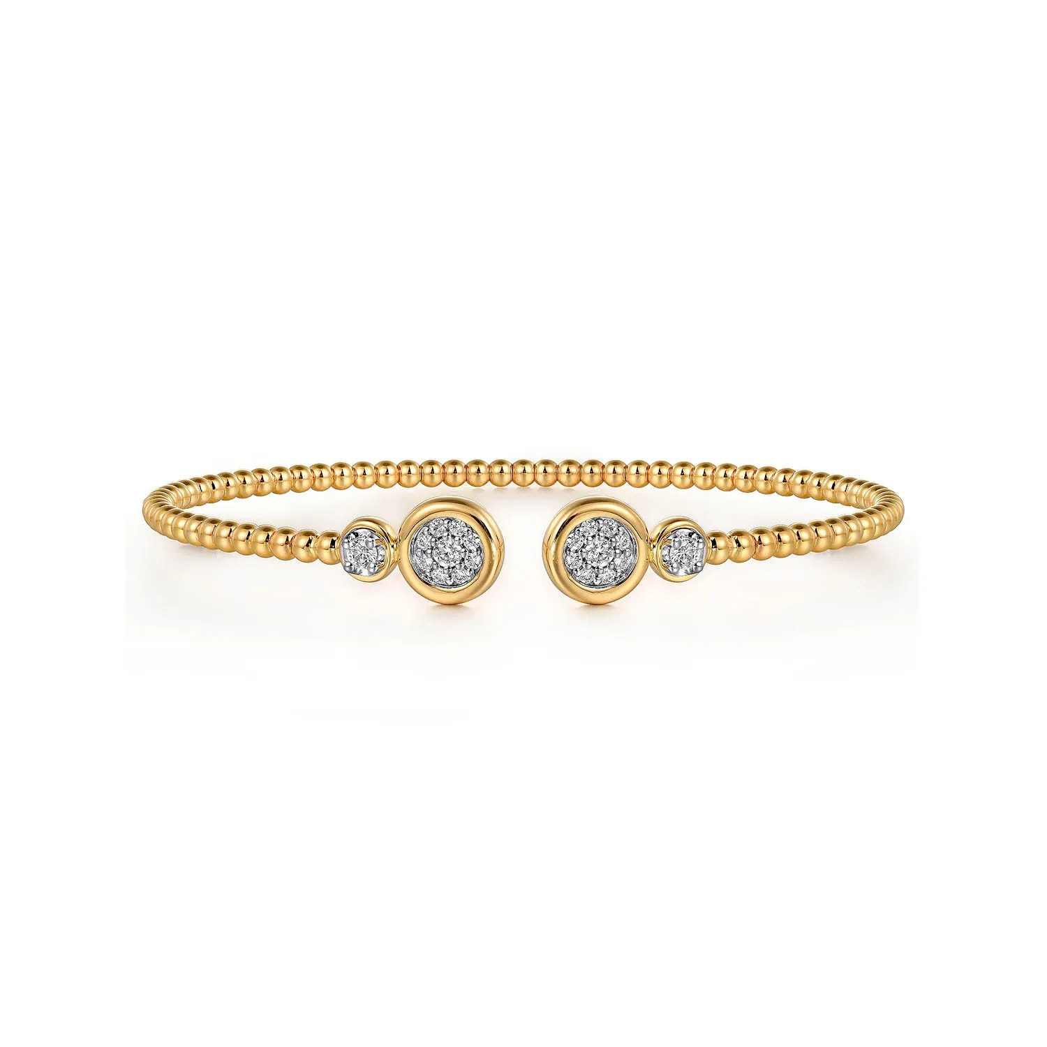 Gabriel & Co. 14k Yellow Gold Beaded Diamond Bangle Bracelet – BG4916-62M45JJ