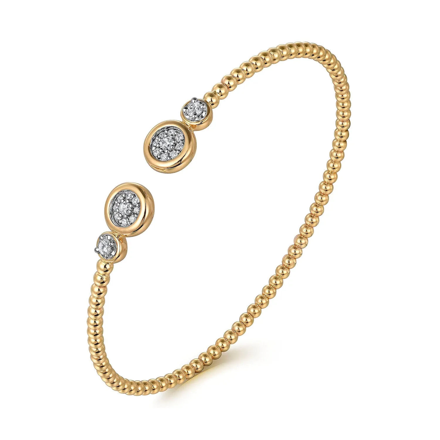 Gabriel & Co. 14k Yellow Gold Beaded Diamond Bangle Bracelet – BG4916-62M45JJ