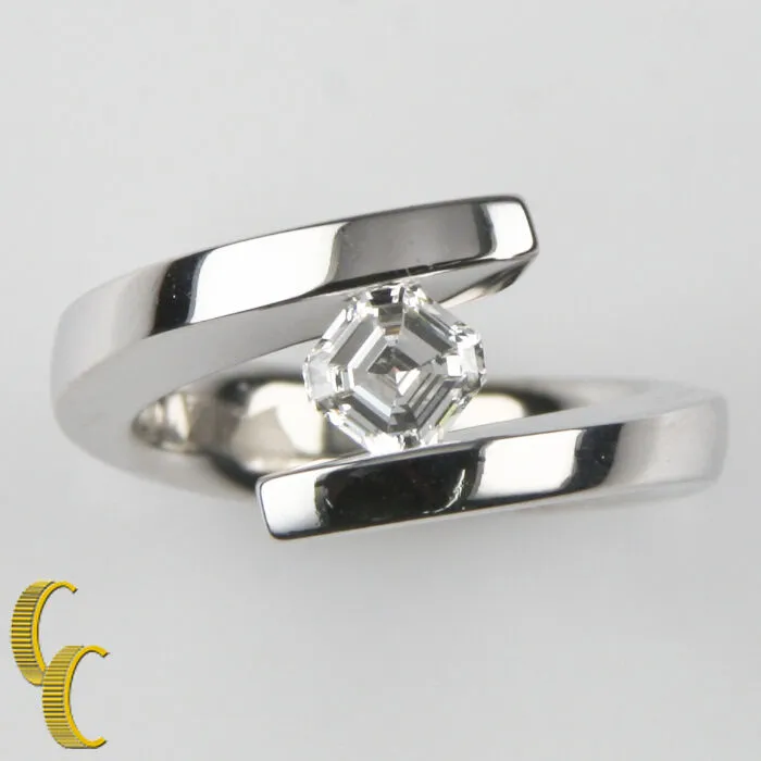Gelin Abaci Tension Collection Diamond 14k White Gold Solitaire Engagement Ring