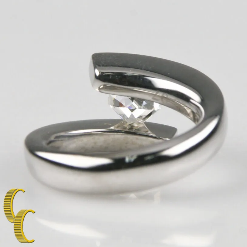 Gelin Abaci Tension Collection Diamond 14k White Gold Solitaire Engagement Ring