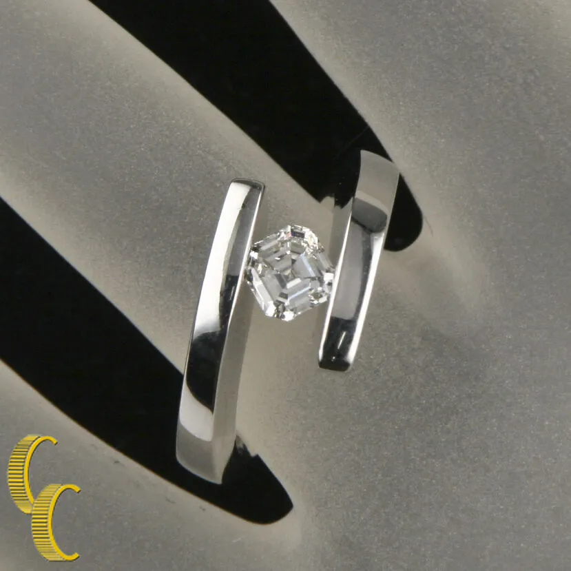 Gelin Abaci Tension Collection Diamond 14k White Gold Solitaire Engagement Ring