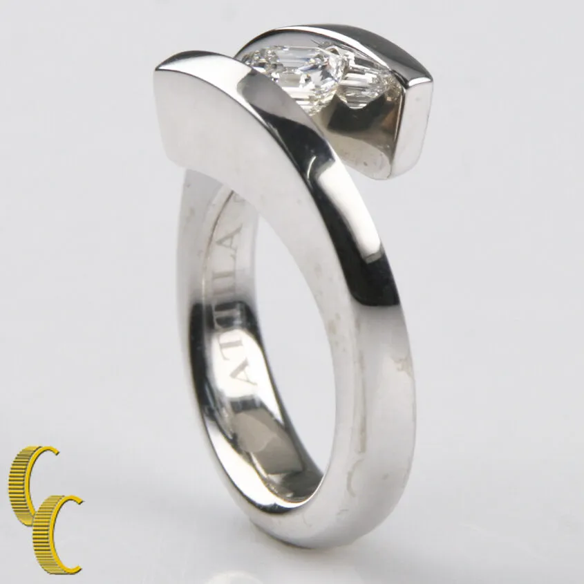 Gelin Abaci Tension Collection Diamond 14k White Gold Solitaire Engagement Ring